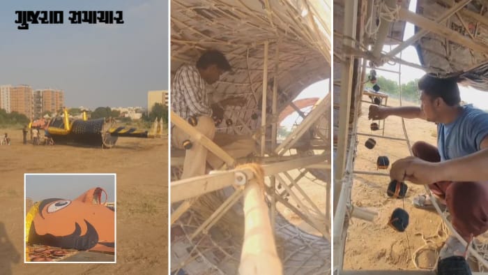VIDEO| અમદાવાદ: દશેરાએ થલતેજમાં 51 ફૂટ ઊંચા 'લાખેણા' રાવણનું થશે દહન, ધર્મનો ભેદભાવ ભૂલીને 5 પેઢીથી મુસ્લિમ પરિવાર બનાવે છે પૂતળા