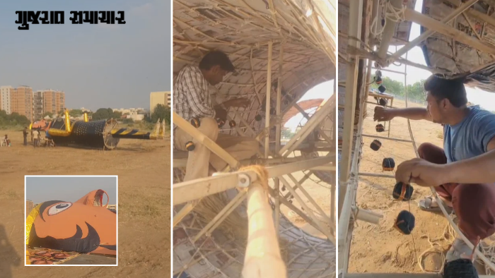 VIDEO| અમદાવાદ: દશેરાએ થલતેજમાં 51 ફૂટ ઊંચા 'લાખેણા' રાવણનું થશે દહન, ધર્મનો ભેદભાવ ભૂલીને 5 પેઢીથી મુસ્લિમ પરિવાર બનાવે છે પૂતળા