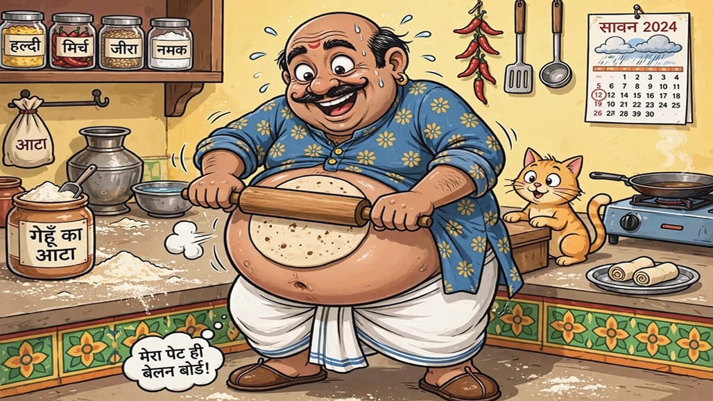 પેટનો ખાડો પૂરવા ફાંદ પર રોટલી વણવાનો વિડીયો!
