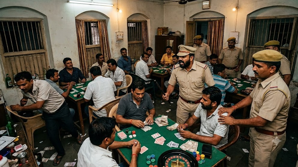વડોદરા: મહાદેવ તળાવ નજીક વુડાના મકાનમાં ચાલતા જુગારઘામ પર રેડ, 5 ઝડપાયા