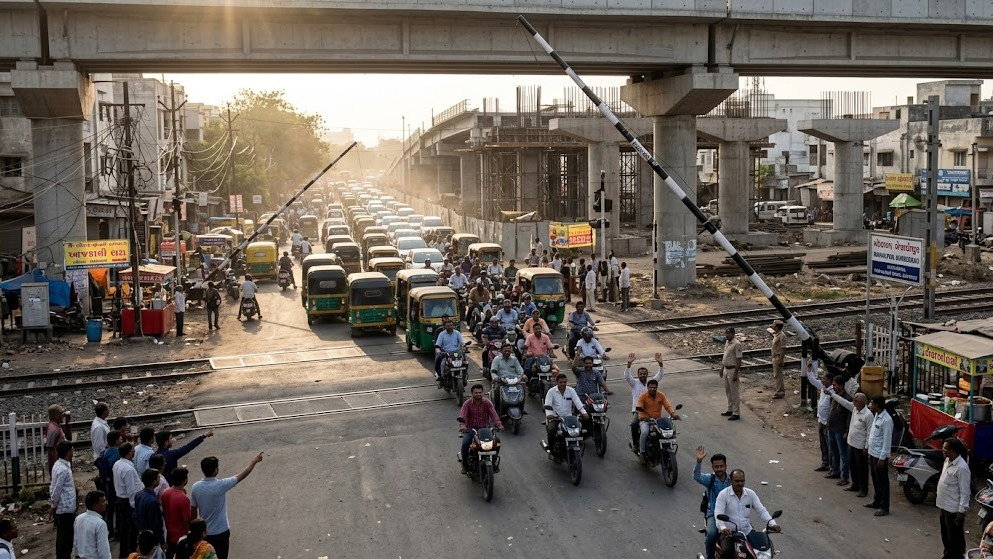 Makarba Railway Crossing Reopens After Traffic Chaos, Bringing Relief To Thousands Of Motorists