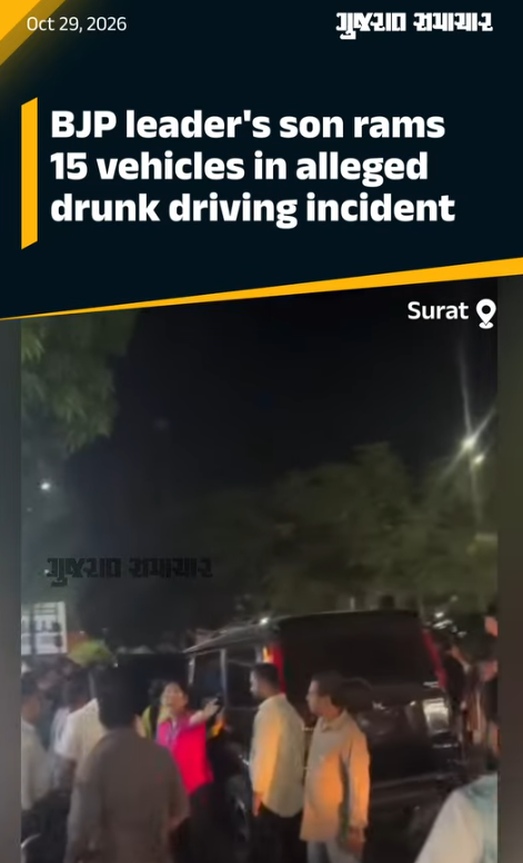 BJP leader's son rams15 vehicles in alleged drunk driving incident