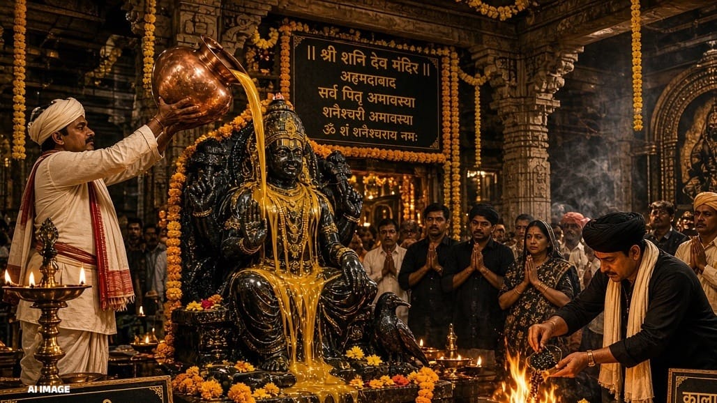 અમદાવાદમાં શનિશ્ચરી અમાસે મંદિરોમાં 1008 લિટર તેલ અભિષેક