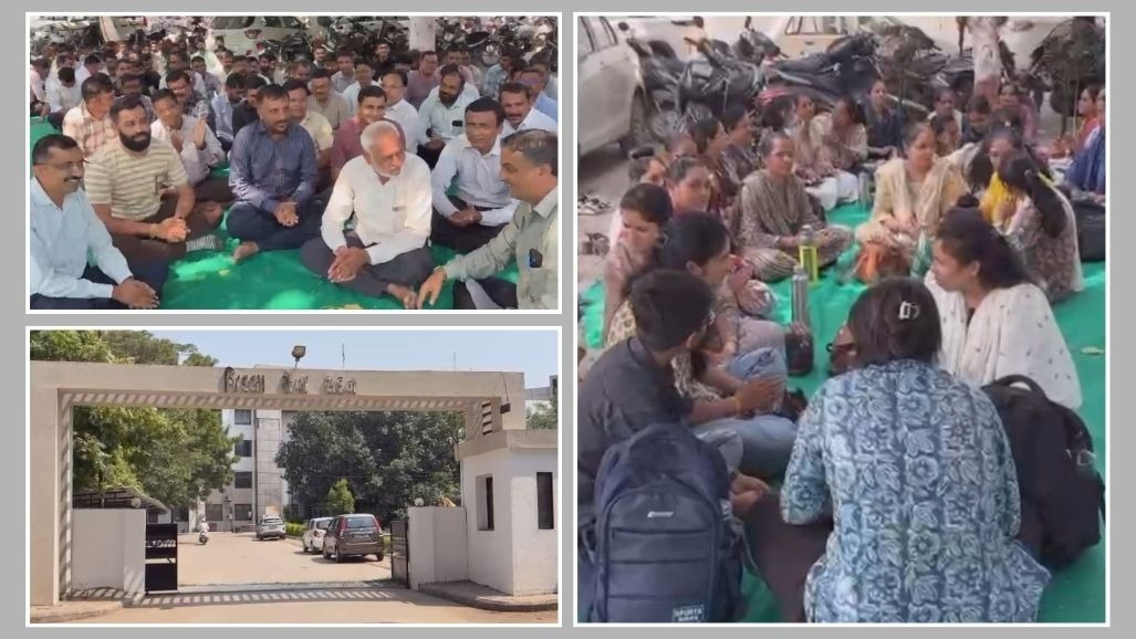 અમરેલી જિલ્લાના મહેસૂલ વિભાગના કર્મચારીઓની અચોક્કસ મુદતની હડતાળ, કલેક્ટર કચેરી બહાર ધરણા