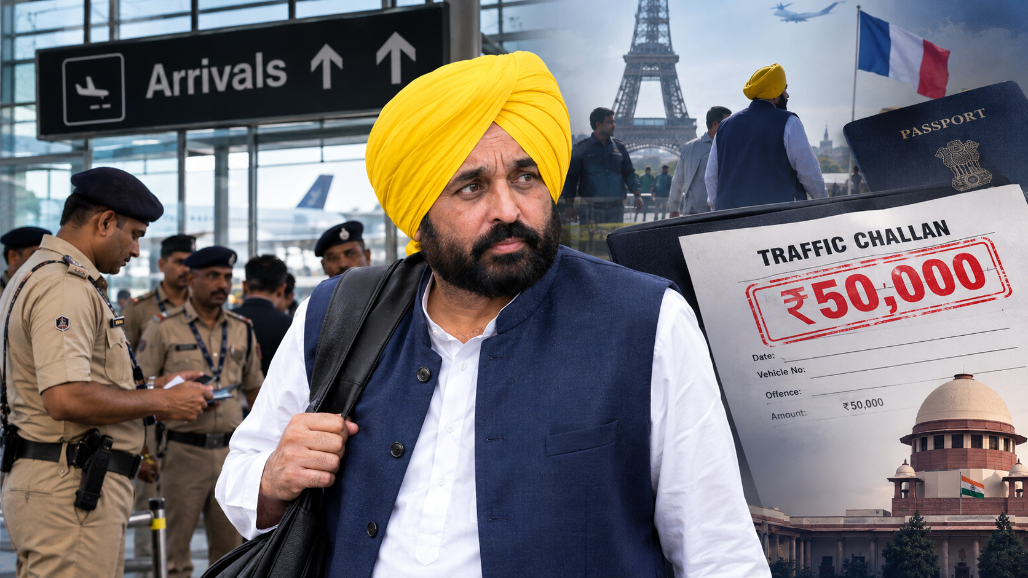 AAP Alleges Bhagwant Mann Detained For 3 Hours At Delhi Airport, Issued ₹50,000 Challan After Paris Visit