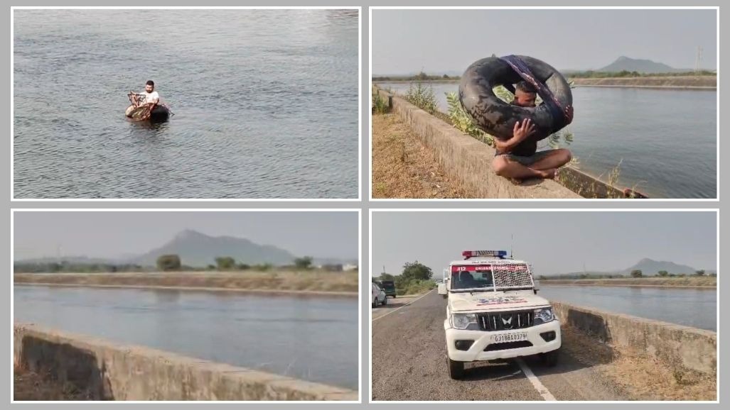 છોટા ઉદેપુર: બોડેલી નર્મદા કેનાલમાં સુરક્ષા સાધનો વિના રેસ્ક્યૂ!, ટાયરની ટ્યુબના સહારે ઊંડા પાણીમાં ઉતરવા તરવૈયાઓ મજબૂર
