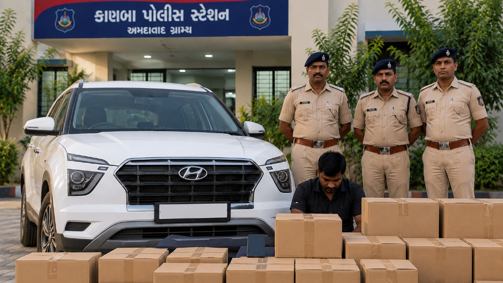 Liquor Worth ₹3.06 Lakh Seized From Hyundai Creta in Ahmedabad Rural; One Arrested
