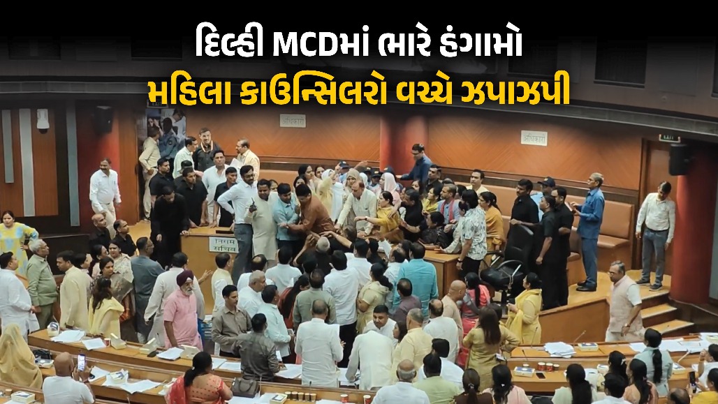 VIDEO : મેયરની ખુરશી પાસે ફેંકી ચા, માઈક તોડ્યા... દિલ્હી MCDમાં બબાલ, AAP-કોંગ્રેસની મહિલા કાઉન્સિલરો બાખડી