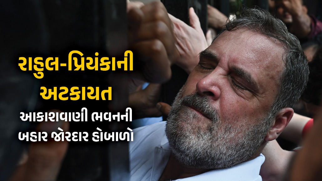 VIDEO : દિલ્હી પોલીસે રાહુલ-પ્રિયંકાની અટકાયત કરી, આકાશવાણી ભવનની બહાર જોરદાર હોબાળો