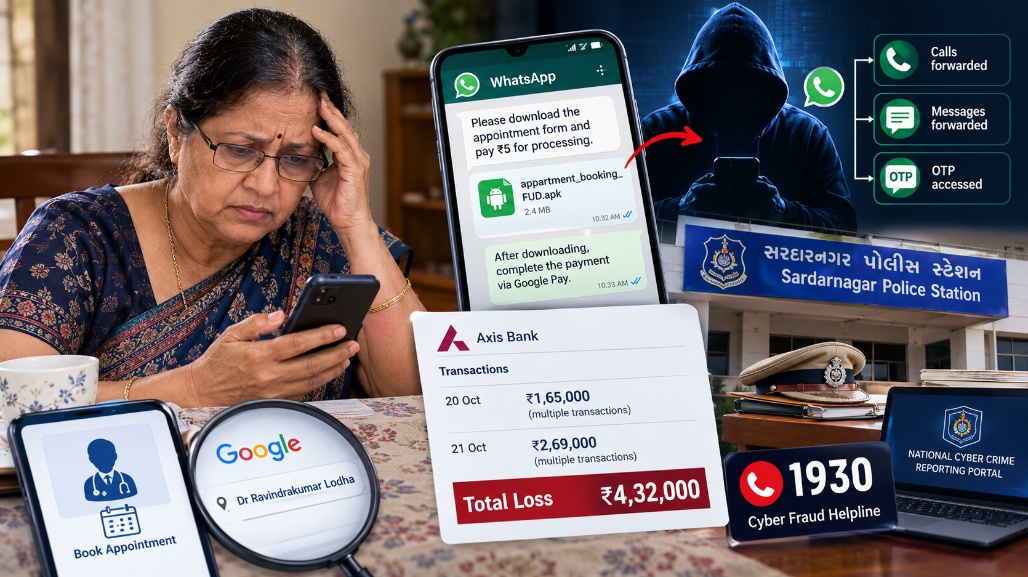 Ahmedabad Retired Teacher Loses ₹4.32 Lakh In Doctor Appointment Scam After Installing WhatsApp APK