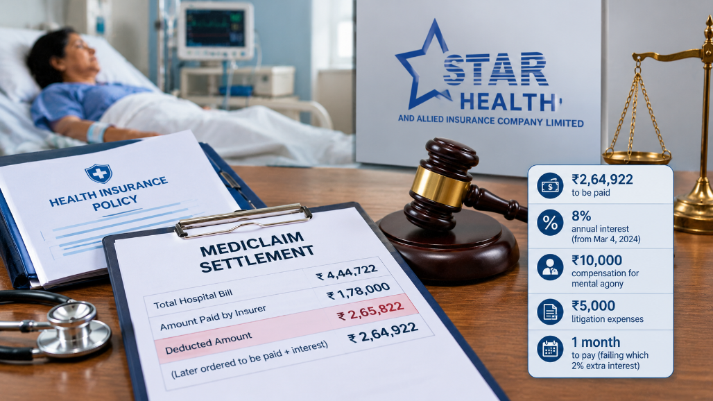 Ahmedabad Consumer Commission Orders Star Health To Pay ₹2.64 Lakh Mediclaim Deductions With 8% Interest